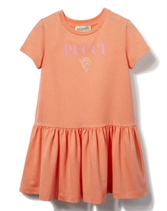 Junior платье с короткими рукавами и логотипом, оранжевый Pucci