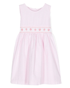 Платье из сирсакера в клетку гингем, розовый Siola
