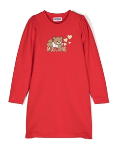 Платье А-силуэта с принтом Teddy Bear, красный Moschino kids