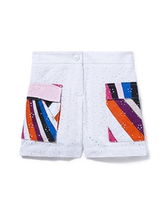 Junior шорты из английской бродери с принтом Iride, белый Pucci