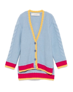 Кардиган с отделкой в полоску, синий Simonetta