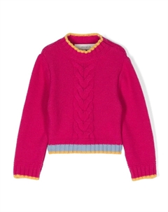 Свитер с полосатой отделкой, розовый Simonetta