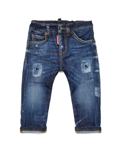 KIDS прямые джинсы с эффектом потертости, синий Dsquared2