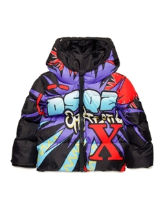 KIDS пуховик с графичным принтом, черный Dsquared2