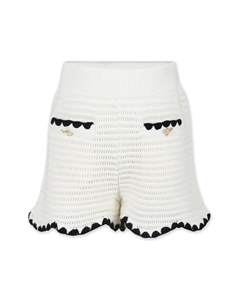 Kids шорты из смеси хлопка и вязания крючком, белый Self-portrait