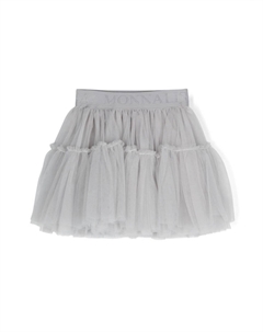 Пышная юбка из тюля с жаккардовым логотипом, серый Monnalisa