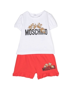 Комплект из топа и шортов с принтом Teddy Bear, красный Moschino kids