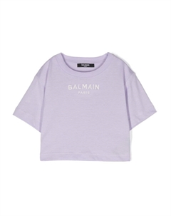 Kids футболка с вышитым логотипом, фиолетовый Balmain