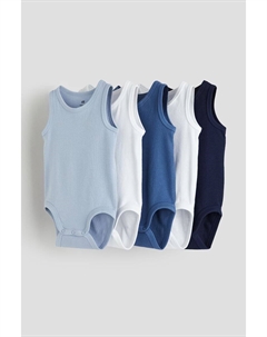 Набор из 5 хлопковых боди, синий H&m