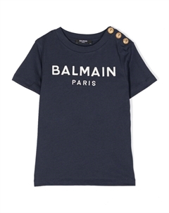Kids футболка с вышитым логотипом, синий Balmain