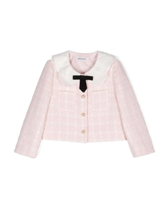 Kids твидовый пиджак с воротником Питер Пэн, розовый Self-portrait