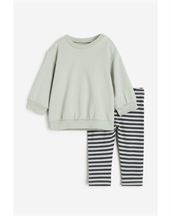 Комплект из двух предметов: толстовка и леггинсы, зеленый H&m