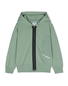 Kids худи на молнии с логотипом, зеленый C.p. company