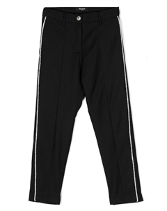 Kids зауженные брюки с кристаллами, черный Balmain
