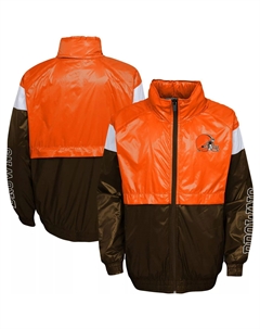 Молодежная оранжево-коричневая ветровка с капюшоном и молнией во всю длину Cleveland Browns Goal Line Stance Outerstuff