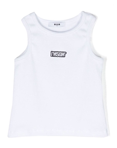 Топ в рубчик с вышитым логотипом, белый Msgm kids