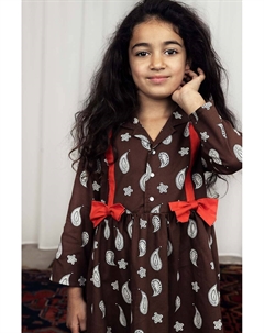 Хлопковое платье для девочек с узором пейсли, коричневый Mini rodini