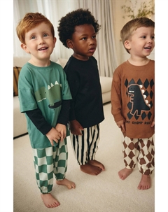 Пижамы большого размера из 100% хлопка, 3 шт в упаковке (9 мес 10 лет), зеленый Next