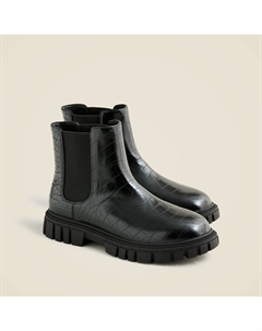 Ботинки для девочек на ребристой подошве из искусственной кожи с тиснением под крокодила, черный J.crew