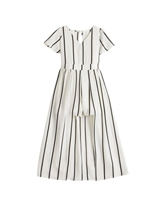 Платье в полоску с V-образным вырезом для девочек 7–16 лет, белый Poppies & roses