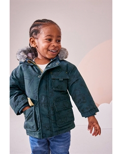 Парка с капюшоном из искусственного меха, водонепроницаемая (3 мес 7 лет), синий Next