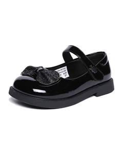 Детские кожаные туфли Kids Low-top Black, черный Bobdog