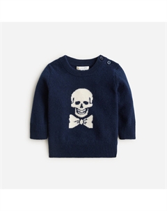 Ограниченная серия свитера из кашемира с круглым вырезом и рисунком черепа, синий J.crew