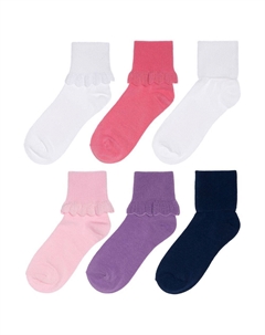 Набор из 6 носков для девочек с поворотными манжетами, мультиколор So