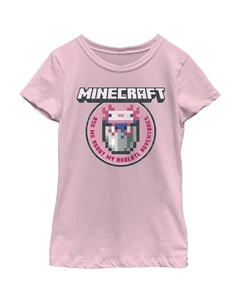 Футболка с графическим изображением и штампом для девочек Minecraft Axolotl Adventures, розовый Licensed character