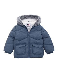 Пуховик на подкладке из шерпы с капюшоном для маленьких мальчиков, цвет Warm Navy Textured Rokka&rolla