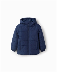 Стеганая парка с капюшоном для мальчика, темно-синий Zippy