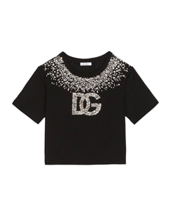 Футболка с логотипом DG из стразов, черный Dolce&gabbana