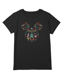 Футболка больших размеров с рисунком для девочек Disney's Mickey Mouse и Minnie Christmas Icons, черный Licensed character