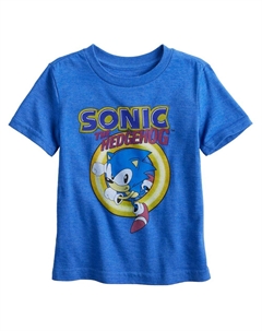 Футболка Sonic the Hedgehog для мальчиков и малышей с ретро-графикой, синий Jumping beans