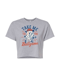 Укороченная футболка с рисунком Take Me To The Ballgame для юниоров, серый Licensed character