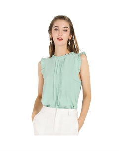 Топ без рукавов для женщин, деловые офисные блузки с винтажным цветочным принтом и рюшами, цвет Cyan Allegra k