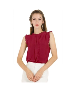 Топ без рукавов для женщин, деловые офисные блузки с винтажным цветочным принтом и рюшами, цвет Burgundy Allegra k