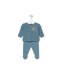 Вязаный детский комплект из свитера и леггинсов, синий Tous