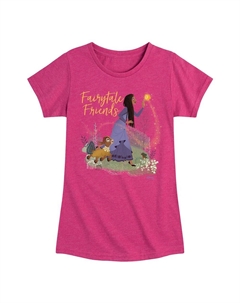 Футболка Disney's Wish Asha, Valentino & Star Girls с рисунком «Сказочные друзья» 7–16 лет, цвет Heather Pink Licensed character