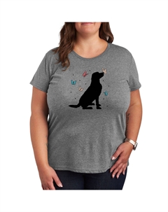 Футболка Missy Plus Size с рисунком собаки и бабочки, серый Licensed character