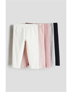 Комплект из пяти хлопковых леггинсов-капри, розовый H&m