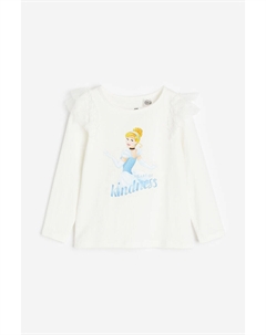 Топ с принтом и оборками, белый H&m