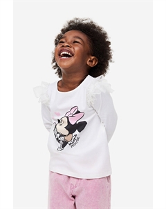 Топ с принтом и оборками, белый H&m