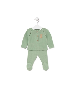 Вязаный детский комплект из свитера и леггинсов, зеленый Tous