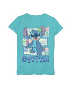 Футболка Disney's Lilo & Stitch для девочек 7–16 лет с дизайнерскими панелями и портретным рисунком, цвет Tahi Blue Licensed character