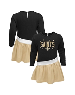 Черное/золотое трикотажное платье New Orleans Saints Heart to Heart для девочек-младенцев, трикотажное платье Outerstuff