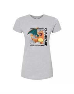 Облегающая футболка Pokémon Charizard Stats для юниоров, серый Licensed character