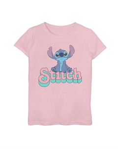 Футболка Disney's Lilo & Stitch для девочек сидя со стежком, розовый Licensed character
