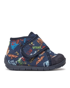 Ботинки для мальчиков на липучке текстильные с принтом, синий Froddo