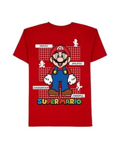Футболка с графическим изображением Super Mario Attributes для мальчиков 4–12 лет, красный Jumping beans